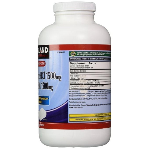 Glucosamine 1500mg Kirkland + MSM 1500mg 375 viên Glucosamine Kirkland