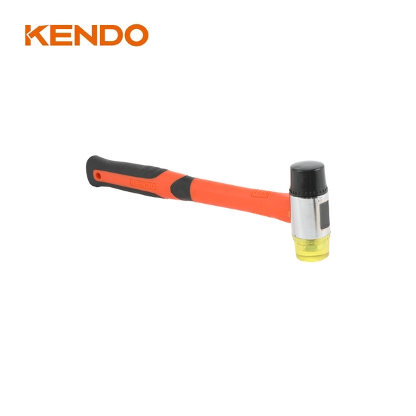 Búa cao su 2 đầu vàng đen 40mm cán sợi thủy tinh Kendo - 25513