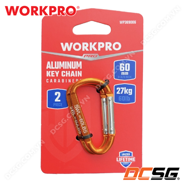 Bộ 2 cái móc khóa hình chữ D thân nhôm, có lò xo WORKPRO