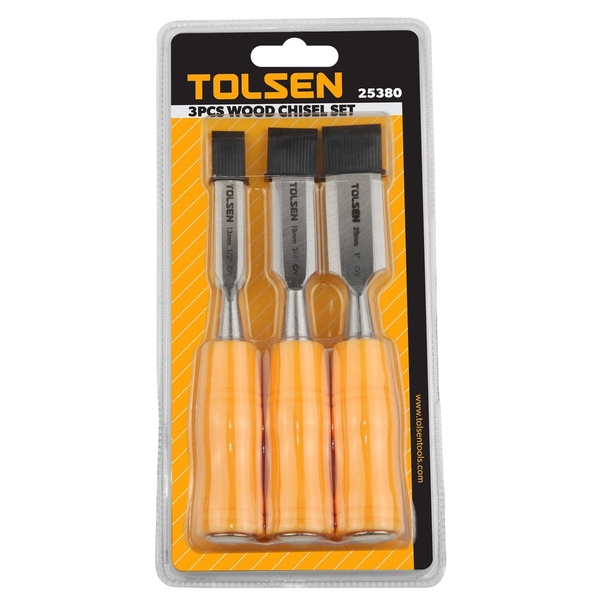 Bộ đục gỗ cán nhựa thép Cr-V Tolsen 25380 (3 chi tiết/bộ)