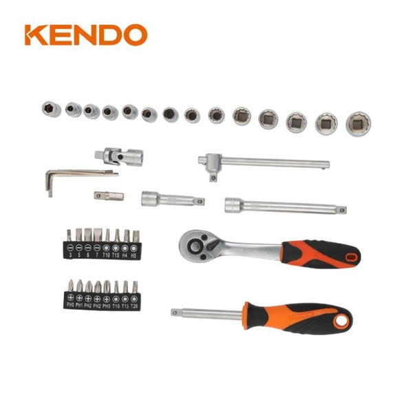 Bộ đầu tuýp và cần siết 1/4 inch 42 chi tiết Kendo - 90562