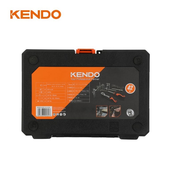 Bộ đầu tuýp và cần siết 1/4 inch 42 chi tiết Kendo - 90562