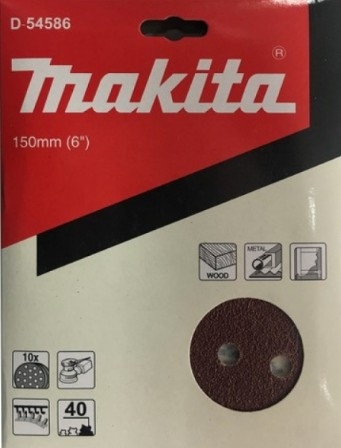 Giấy chà nhám cho gỗ 150mm (15 lỗ, đế lông) Makita (hộp 10 tờ)