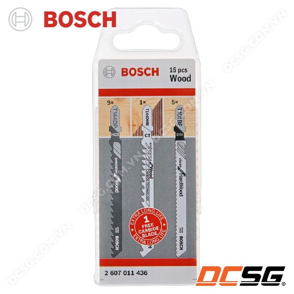 Bộ 14 lưỡi cưa lọng gỗ tặng kèm 01 lưỡi Carbide siêu bền Bosch 2607011436