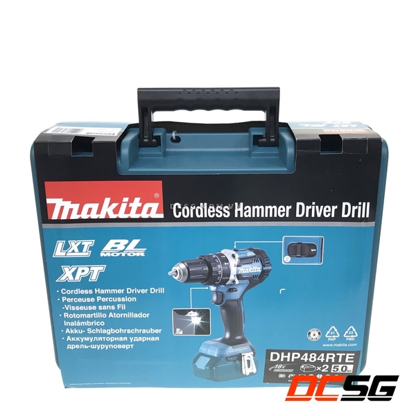 Máy khoan búa, vặn vít 13/38/13mm dùng pin 18V Makita DHP484RTE