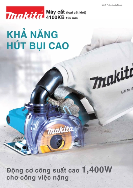 Máy cắt 125mm dùng điện 1400W Makita 4100KB (loại cắt khô)