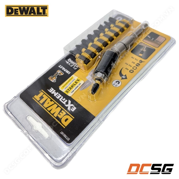 Bộ mũi vặn vít kèm đầu nối nghiêng 20 độ impact Flextorq DEWALT Extreme DT70518T
