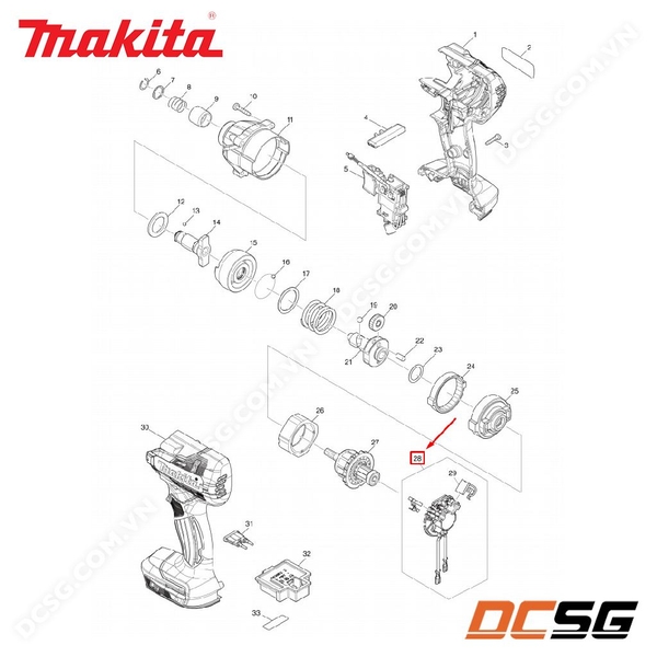 Ổ than CB-5 cho máy vặn vít DTD156 Makita 539241-6