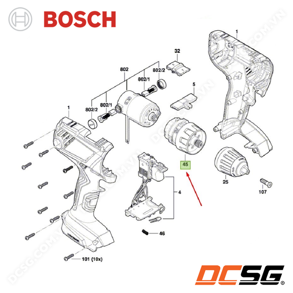 Hộp nhông dùng cho máy GSR140-LI Bosch 1600A00P8Z