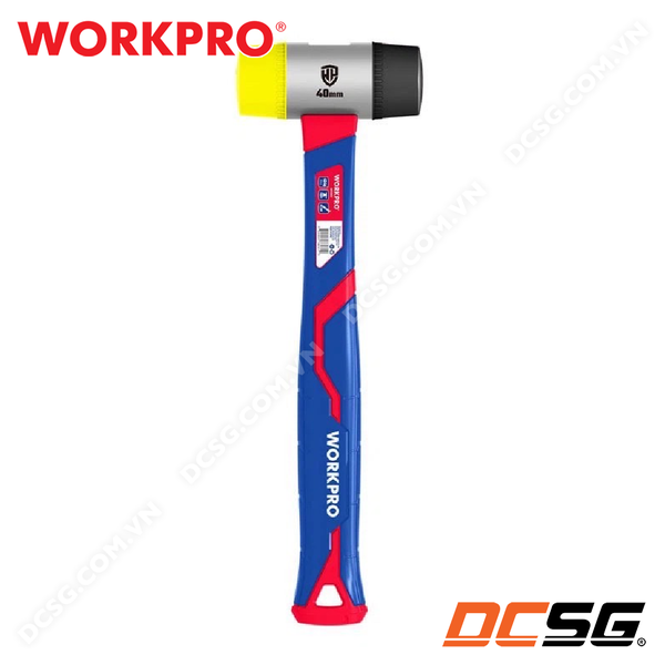 Búa cao su 2 đầu vàng đen tay cầm sợi thử tinh Workpro WP241036