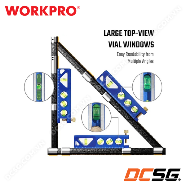 Thước thủy có từ tính, dạng hộp, bằng nhôm nguyên khối 165mm WORKPRO WP262025