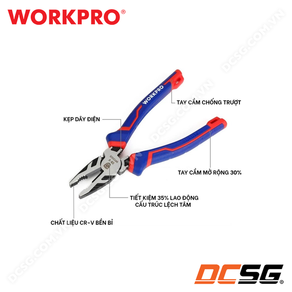 Kìm điện bằng thép CR-V  Workpro