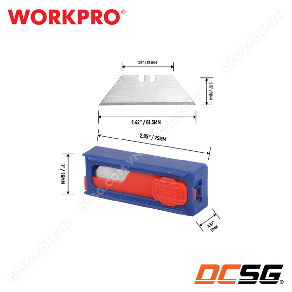 Lưỡi dao rọc cáp bằng thép SK5, kèm hộp đựng (1set = 10 cái) Workpro WP213002