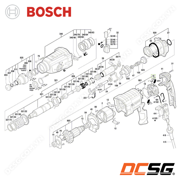 Ổ than máy khoan GBH 2-28 DV/DFV Bosch 1614336093