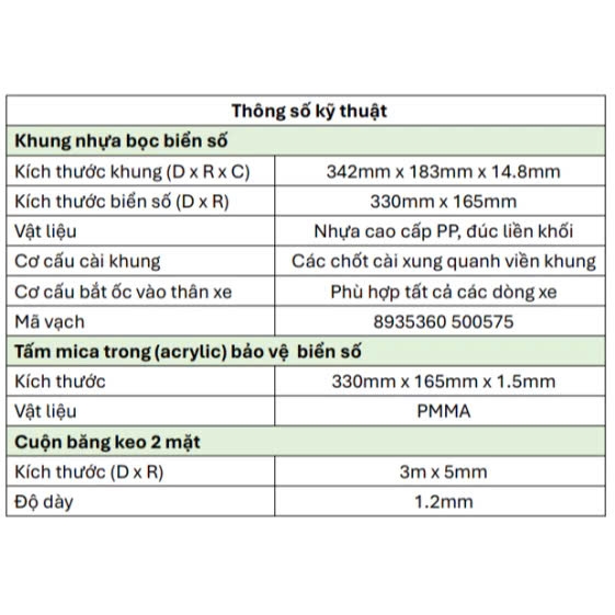 Khung biển số ô tô bằng nhựa PP cao cấp Brosco – 50057 (tùy chọn logo xe)