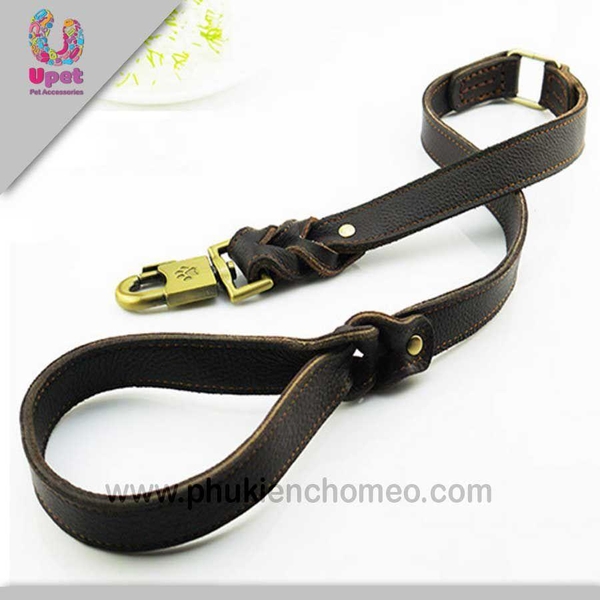 SP290 - Dây dắt da khóa kèm 2 móc Vạn Đạt (hanpet 4711888) Kích thước 2.5x96cm
