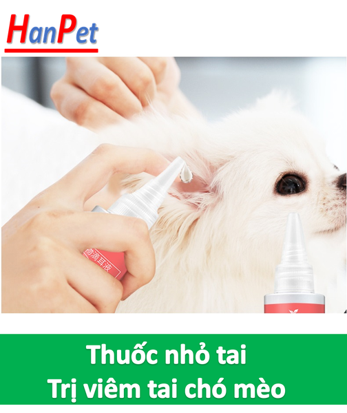 60 Ml EAR DROP Dung dịch nhỏ tai chó mèo tặng 1 gói bông tai Dụng cụ chống viêm tai giữa và thối tai trên chó và mèo