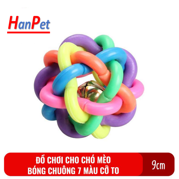 HPKM- Đồ chơi bóng chuông cao su 7 màu cho chó mèo cỡ to Hanpet