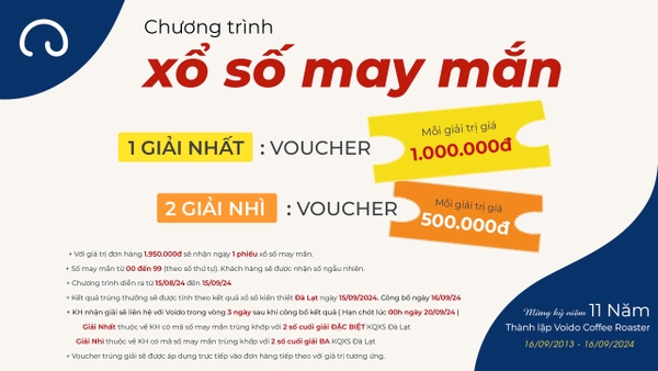 Chương trình XỔ SỐ MAY MẮN cùng Voido Coffee Roaster