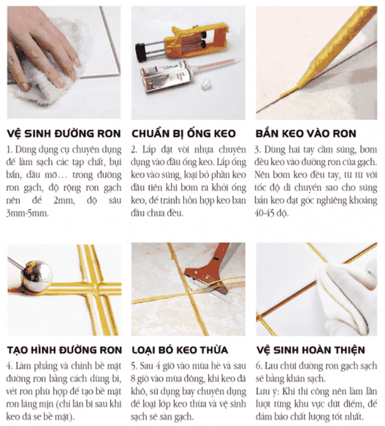 các bước thi công keo chà ron gốc epoxy