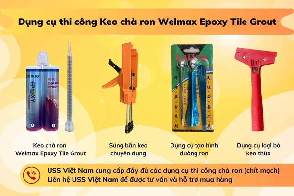bộ dụng cụ thi công keo chà ron epoxy