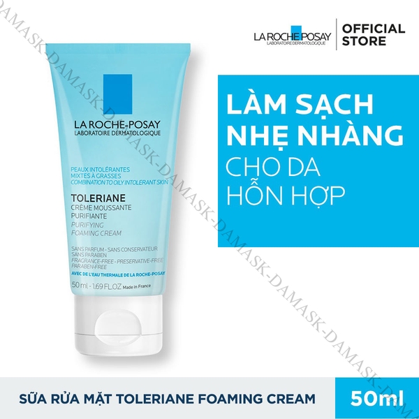 Sữa rửa mặt tạo bọt cho da dầu hỗn hợp rất nhạy cảm Toleriane Purifying Foaming Cream La Roche-Posay