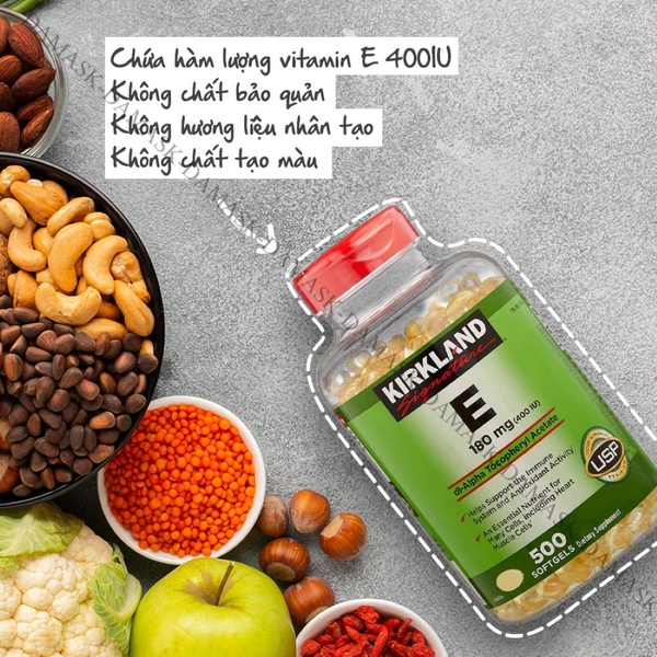 Viên uống Vitamin E chăm sóc da và tóc Kirkland