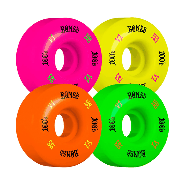 Lot De 4 Roues Bones 100's OG V1 53 Mm 100A - Rose, Pour Skate - Neuf