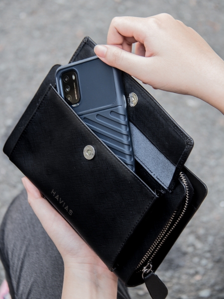 Clutch da thật 2 khóa kéo chắc chắn - Clutch HANDLE HAVIAS