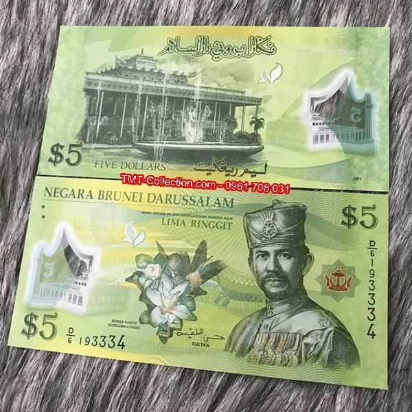 Brunei 5 Ringgit 2011 UNC Polymer