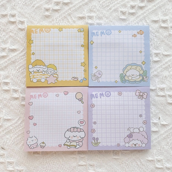 Set giấy sticky note ghi chú memo caro màu có keo dán - 80 tờ