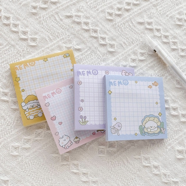 Set giấy sticky note ghi chú memo caro màu có keo dán - 80 tờ