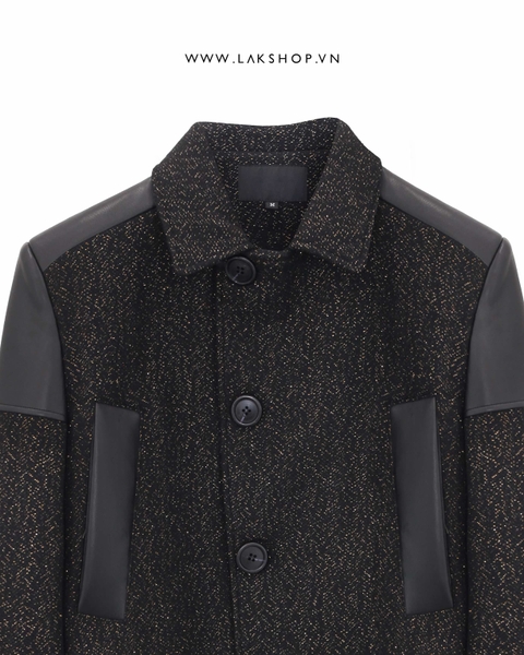 Black Gold Tweed with Leather Jacket cs2