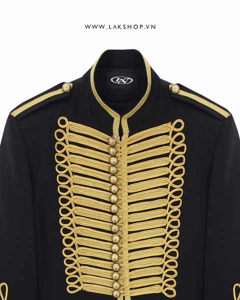 Black & Gold Military High-neck Jacket cs2