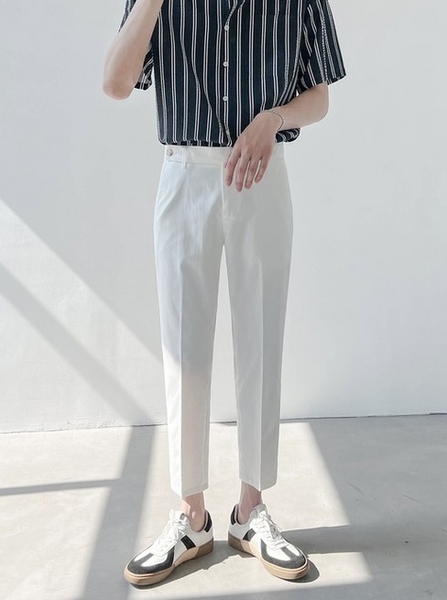 White Classic Mid-Rise Trousers
