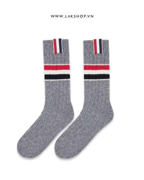 TB Grey Athletic Rib Cotton Mid Calf Socks