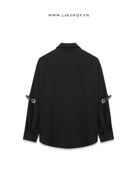 Áo Oversized Black with Tie x Buckle Hand Shirt