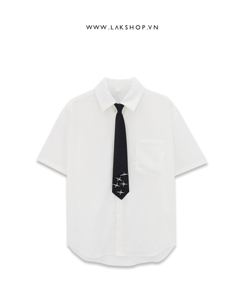Oversized White with Tie Short-Sleeve Shirts