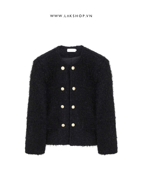 Black Tassels Tweed Double Breasted Jacket cs2