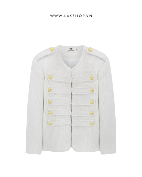 Áo Cream White Militaty with Gold Button Jacket cs2