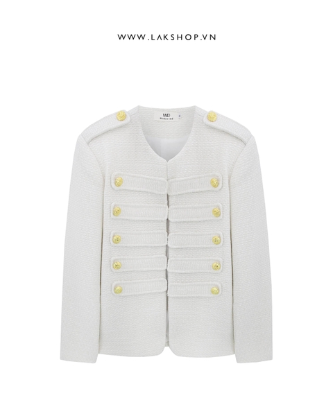Cream White Militaty with Gold Button Jacket cs2