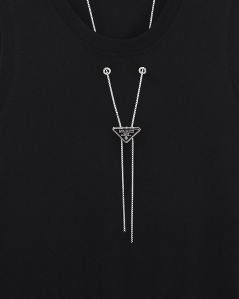 Áo Black Tanktop with Triangle Chain Necklace