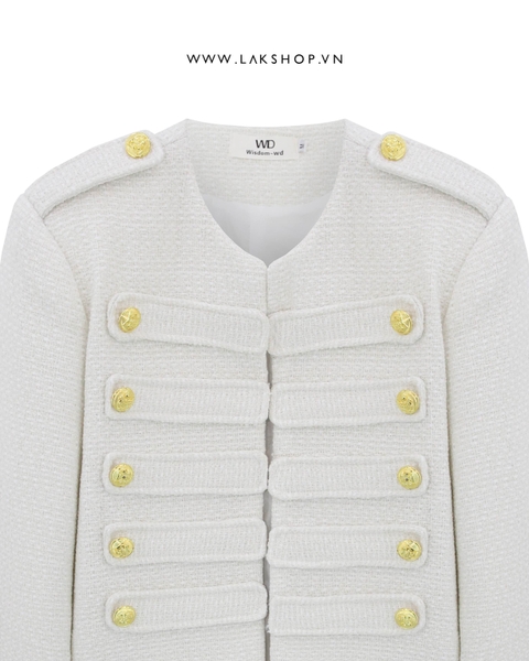 Áo Cream White Militaty with Gold Button Jacket cs2