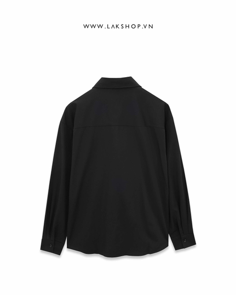 Áo Oversized Black V Neck with Tie Shirt