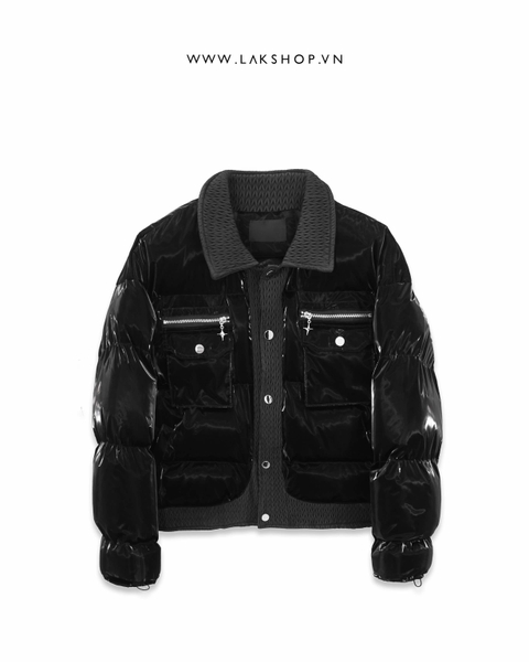 Áo Light Black Trim Collar Puffer Jacket cs2