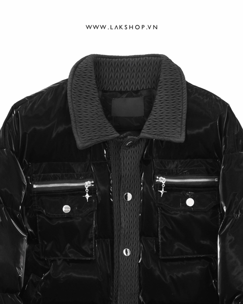 Light Black Trim Collar Puffer Jacket cs2