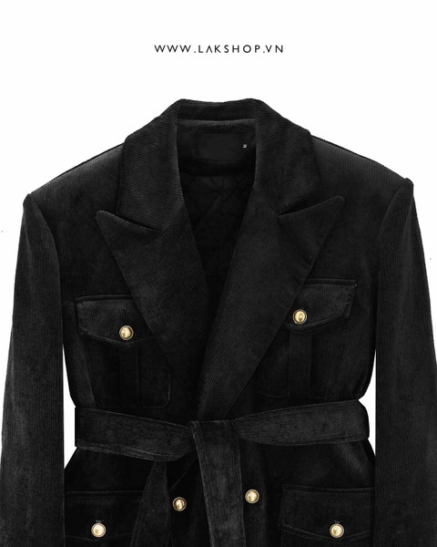 Áo Black Velvet Double Breasted Blazer cs2