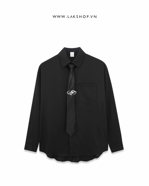 Oversized Black with Star Tie Shirt