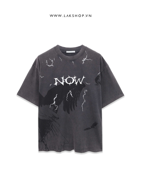 Áo Oversized Now Print Washed T-shirt