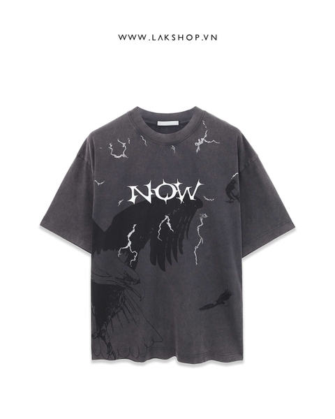 Oversized Now Print Washed T-shirt